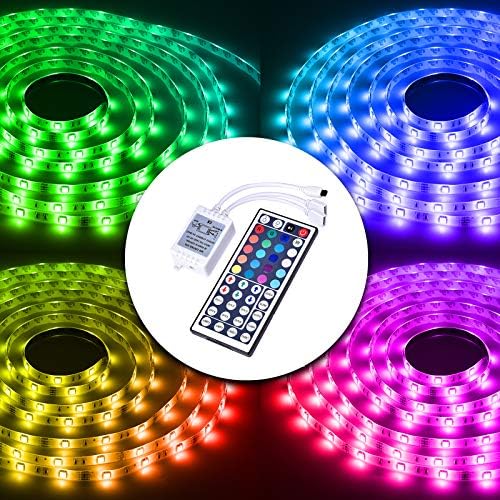 DAYBETTER Led Lights 2 Ports 44 Key Remote Control, Dimmer for Strip, 4 Pin Output Remote Controller for Led Strips 12 24V DC Tape Light (Without Power Adapter)