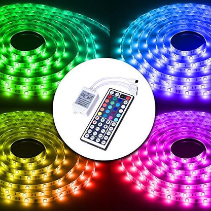 DAYBETTER Led Lights 2 Ports 44 Key Remote Control, Dimmer for Strip, 4 Pin Output Remote Controller for Led Strips 12 24V DC Tape Light (Without Power Adapter)