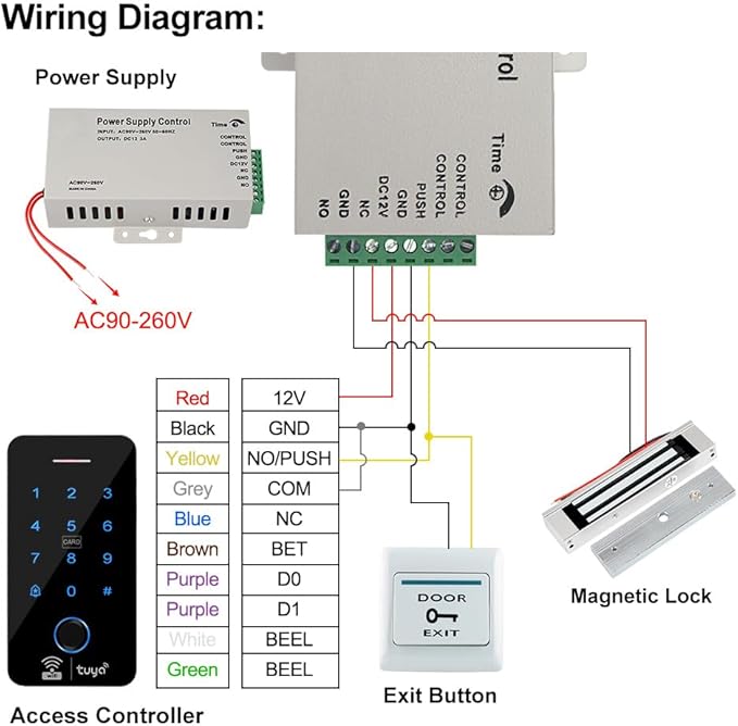 WiFi Tuya Fingerprint Door Access Control System, IP68 Biometrics RFID Keypad 125KHz 13.56MHz, 180KG Electric Magnetic Lock Kit, Smart Phone APP Password Remote Unlock