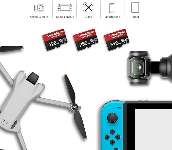 Gaming 256GB MicroSDXC Flash Memory with Adapter 100MB/s Read 50MB/s Write Speed UHS-I C10 U3 V30 A1 Rated HD Support TF Card Suitable for Nintendo-Switch 1 Steam Deck ROG Ally (1 Pack)