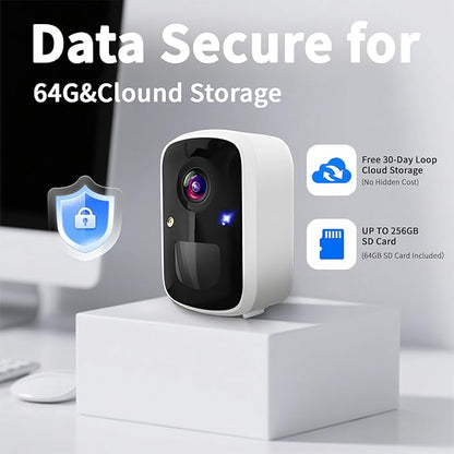 2026 Upgraded Wireless Security Camera, 5MP WiFi Battery Powered Camera for Home Security with AI Motion Detection, Spotlight, 2-Way Talk, Siren, IP65, Cloud&Up to 256G SD Storage( A sd Card Included)