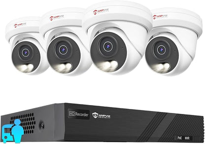 Anpviz 8CH PoE Security Camera System, 4X 5MP Turret Cams, 6MP NVR (No HDD)