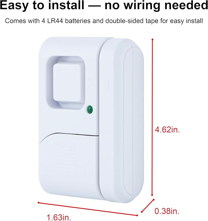 UltraPro Personal Security Window and Door Alarm, 4 Pack, Wireless Chime | DIY Protection, Burglar Alert, DIY Protection, Home Security, Ideal for Home, Garage, Apartment and More, 45174