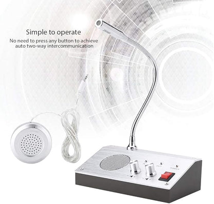 Dual Way Window Intercom System with Mic & Speaker, Automatic Two-Way Counter Intercom for Glass Windows, Drive Thru Communication Speaker for Bank Office Store Hospital Bus Station Security Counter