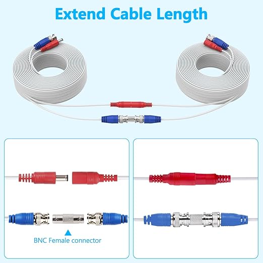 OOSSXX Video Power Cable BNC Extension All-in-One Cables for CCTV Security Cameras, Outdoor Wired Surveillance Camera DVR System