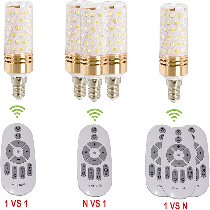 Smart Led Corn Light-Bulb with Remote-Control E14 9W Light Bulbs Adjustable Color Temperature (Warm/Cool) and Brightness, 2 Pack (2 Bulbs + 1 Remote)