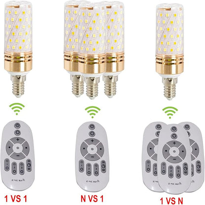 Smart Led Corn Light-Bulb with Remote-Control E14 9W Light Bulbs Adjustable Color Temperature (Warm/Cool) and Brightness, 2 Pack (2 Bulbs + 1 Remote)