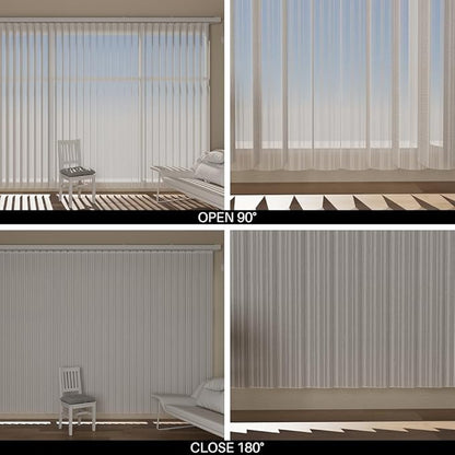 Motorized Sheer Vertical Blinds Work with Alexa Google Home, Light Filtering Smart Vertical Blind Sliding Door Blinds Remote Control Blinds for Sliding Glass Door Customize, Texture Grey