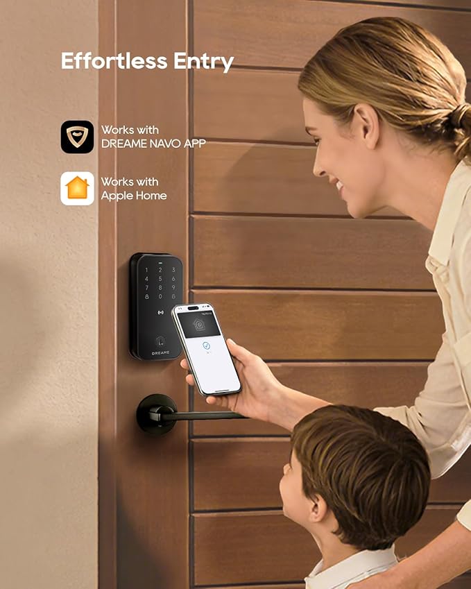DREAME Smart Door Lock Turbo lite, Digital Smart Locks for Front Door, Apple Home Key Support, 12-Months Battery Life, AI Fingerprint, Smart Deadbolt Lock with App Control, IP54 Waterproof, Auto Lock