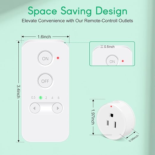 NineLeaf Remote Timer Switch, 500FT Long Range Wireless Plug in Light Switch, Easy Setup Remote Outlet, Programmable On/Off Control for Fans, Lights, Household Appliances,3Remotes 2Outlets