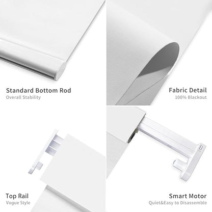 Smart Motorized Blinds with Remote Control, Blackout Roller Shades, Custom Smart Blinds with Valance, Cordless Electric Window Blinds & Automatic Shades(White,35" Wx72 H)