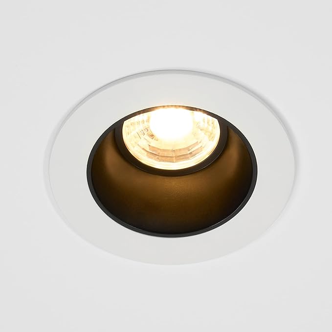 Maxxima 2 in. Ultra-Thin Recessed Anti-Glare LED Downlight - Canless IC Rated, 5 Color Temperature Selectable 2700K/3000K/3500K/4000K/5000K, Dimmable Round White Trim Black Baffle, 90 CRI