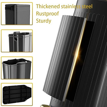 SIDIANBAN Bathroom Trash Can with Lid Soft Close and Foot Pedal, Small Rectangular Slim Garbage Can with Inner Wastebasket for Bedroom, Office, Kitchen, 1.6Gal/6L (Black)