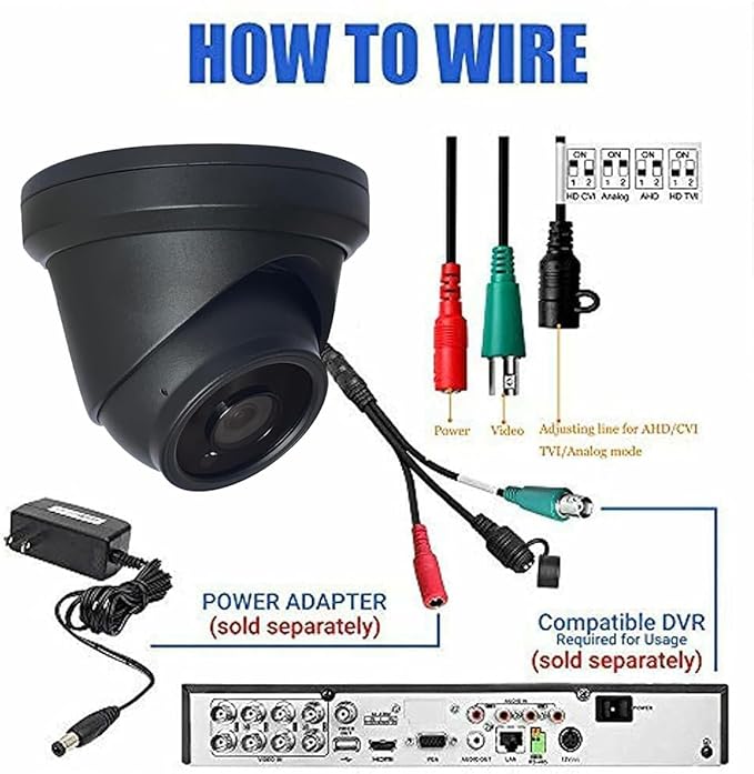 4MP Analog Coax Dome TVI CVI CCTV Surveillance Security Camera, 2.8mm 100° Wide Viewing Angle, 65ft IR Night Vision, Outdoor, Full Metal Housing, ONLY Compatible with 4MP, 5MP and 8MP DVR, Black