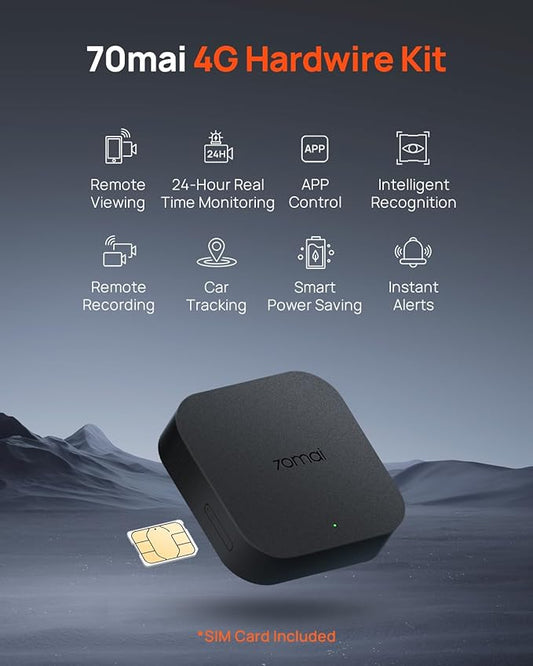 70mai UP05 4G Hardwire Kit with SIM Card, 4G Support, Type-C for Dash Cam A510, X800, A810, T800, 12V-30V to 5V/2.4A, Remote Monitoring, Low Voltage Protection, 24H Parking Mode