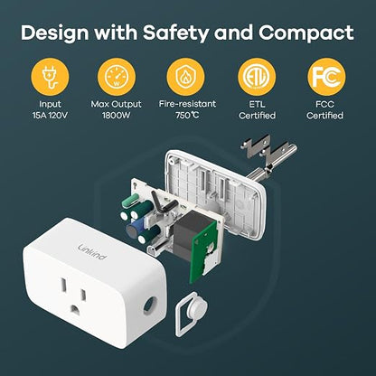 Linkind Matter Smart Plug, Work with Apple Home, Siri, Alexa, Google, SmartThings, Smart Home Smart Outlet Timer 15A/1800W, APP Remote Control & Schedule, 2.4G Wi-Fi Only, 12 Pack