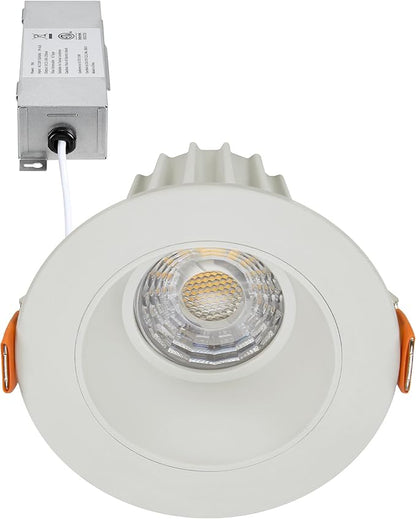Maxxima 2 in. Ultra-Thin Recessed Anti-Glare LED Downlight - Canless IC Rated, 5 Color Temperature Selectable 2700K/3000K/3500K/4000K/5000K, Dimmable, Round Stone Gray Trim, 90 CRI