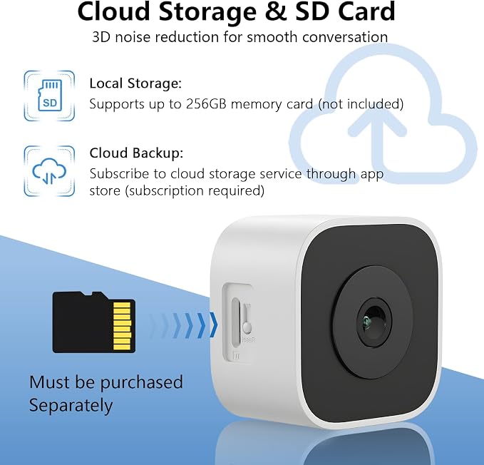3MP Window Security Camera, Through Glass Indoor 2.4GHz WiFi Camera