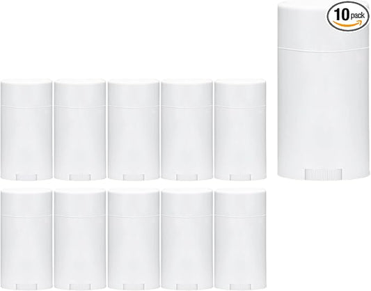 Smart Solutions 2oz White Deodorant Containers with Lids – Empty Refillable Twist-Up Tubes for DIY Deodorant, Balm & Skincare – BPA-Free Plastic, 10 Pack