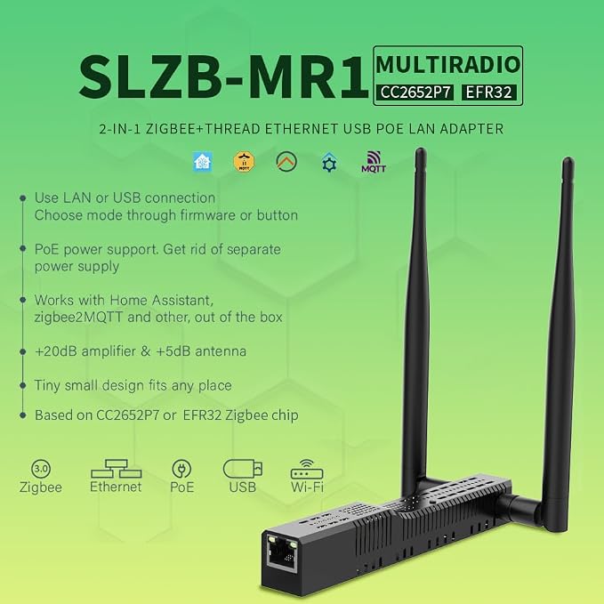 SMLIGHT SLZB-MR1 – A Zigbee 3.0 to Ethernet, USB, and WiFi Adapter with PoE Support, Works with Zigbee2MQTT, Home Assistant, ZHA