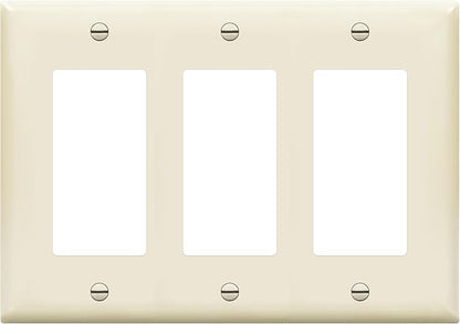 ENERLITES Decorator Light Switch or Receptacle Outlet Wall Plate, Gloss Finish, Size 3-Gang 4.50" x 6.38", Polycarbonate Thermoplastic, 8833-LA, Light Almond