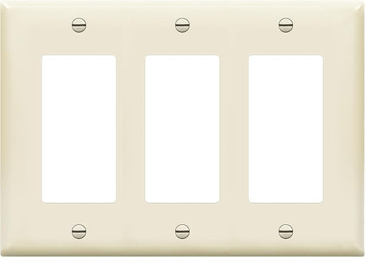 ENERLITES Decorator Light Switch or Receptacle Outlet Wall Plate, Gloss Finish, Size 3-Gang 4.50" x 6.38", Polycarbonate Thermoplastic, 8833-LA, Light Almond