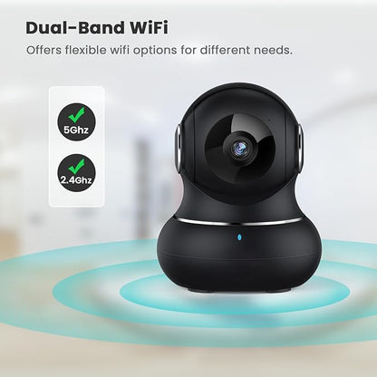 litokam 5ghz Indoor Security Camera, 5MP Cameras for Home Security with 5G/2.4G Dual-Band, Pet Cam with Phone App, AI Motion/Cry Detection, 360° Auto Tracking, Night Vision, Support NVR/Alexa