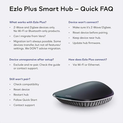Ezlo Plus Smart Home Hub with Zigbee & Z-Wave. Works with Wi-Fi Devices Associated with Amazon Alexa Devices & Google Assistant to Control Smart Locks, Lights and Switches