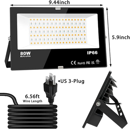 LED Flood Light Outdoor 800W Equivalent 8000LM Smart RGB Landscape Lighting | APP Control, DIY Scenes - Timing - Warm White 2700K - Color Changing Uplight, IP66 Waterproof US Plug (4 Pack)