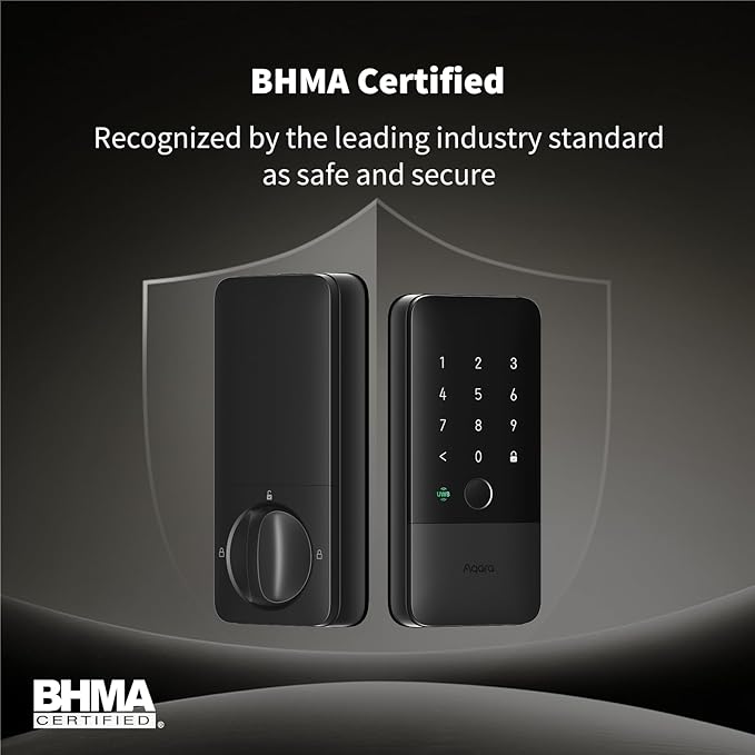 Aqara UWB Smart Lock U400, Matter Over Thread, Apple Home Key, Fingerprint Keyless Entry Deadbolt,Touchscreen Keypad, Rechargeable Battery, Supports HomeKit, Alexa, Google, Home Assistant, Black