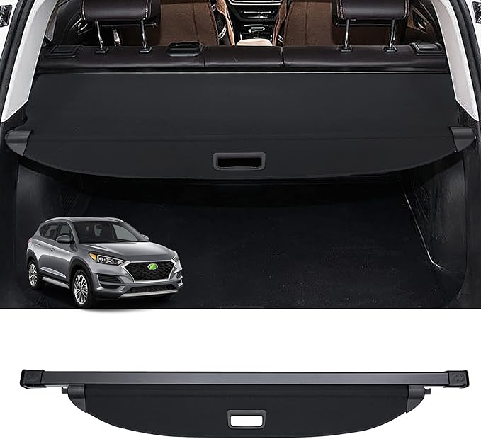 Powerty Cargo Cover for 2022-2025 2026 Hyundai Tucson Accessories, Trunk Cover Retractable Trunk Shielding Shade Cargo Luggage Cover for 2022-2026 Hyundai Tucson Black