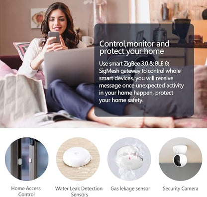 eMylo 5.0 Bluetooth&3.0 ZigBee Gateway 3 In 1 Wireless Remote Control Gateway Smart Bluetooth ZigBee WiFi Hub for Home Automation Compatiable with Alexa, Google Home work with Smart Life/Tuya App