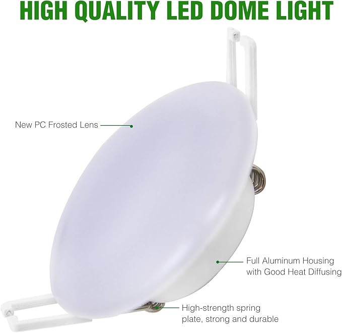 4.5-Inch LED Recessed Mount Ceiling Down Light, 12V RV Puck Under Cabinet, 6000K Day Light, Interior for Camper Trailer Motorhome Boat, 6 Packs