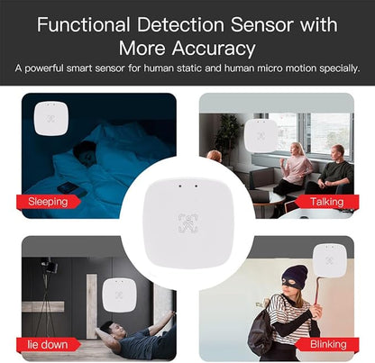 Presence Sensor, WenzhiIoT Smart Motion Sensor WiFi 24 GHz Radar MmWave Presence Sensor Movement Body Motion Detection with Luminance/Distance Tuya Smart Life Home