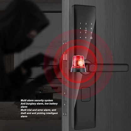 Smart Door Lock with Fingerprint Scanner, Keyless Entry with Handle, Biometric Password Card APP Control for Bedroom Home Hotel Office