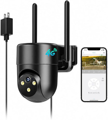 LIWAN Wired 4G LTE Cellular Security Camera, No WiFi Needed, Black, 1 Pack