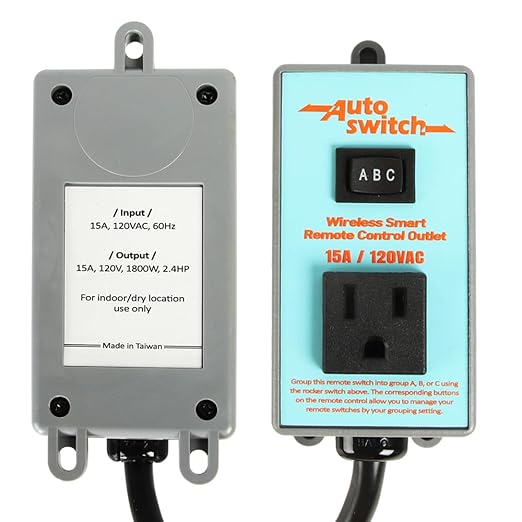 O'SKOOL Remote Control Wireless Electrical Outlet Switch, 433M Transmitter 120V Plug (Battery Included), PTA021