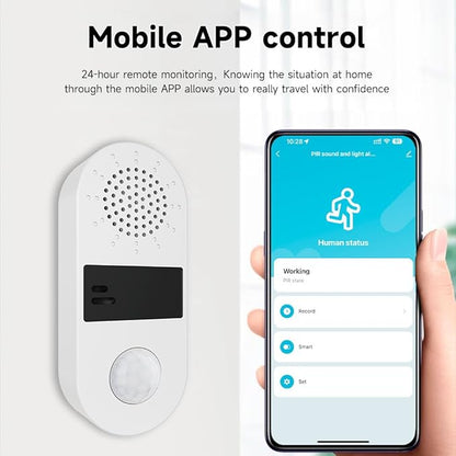 Tuya Sound & Strobe Light Alarm Smart PIR Motion Detector Alert with 130db Sound Security Siren Light 4 Alarm Modes Home Security System Compatible with Alexa/Google Assistant (1)