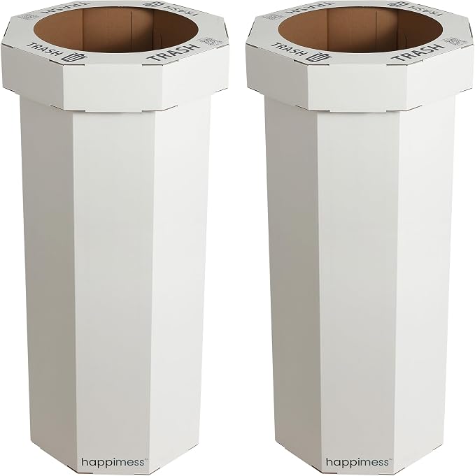 happimess Fleur 25 Gal Trash Can Bin, Limestone Beige, Set of 2