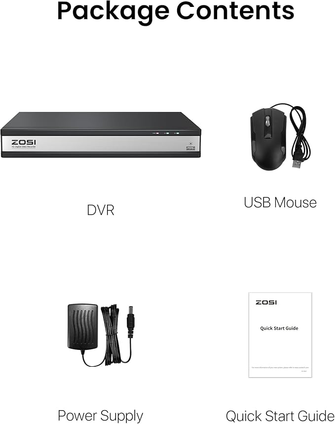 ZOSI H.265+ 1080P FHD 16 Channel DVR for Home Security Camera System with AI Human Vehicle Detection, Hybrid 4-in-1(Analog/AHD/TVI/CVI) Surveillance CCTV DVR Recorder, Remote Access, Email Alarm