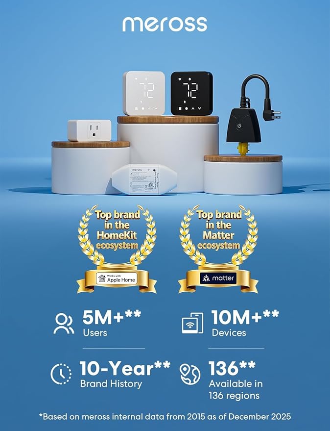 meross Matter Smart Thermostat for Electric Baseboard Heater, Works with Alexa, HomeKit, Google, SmartThings, Programmable WiFi Thermostat for House, Energy Saving, App & Voice Control for Smart Home