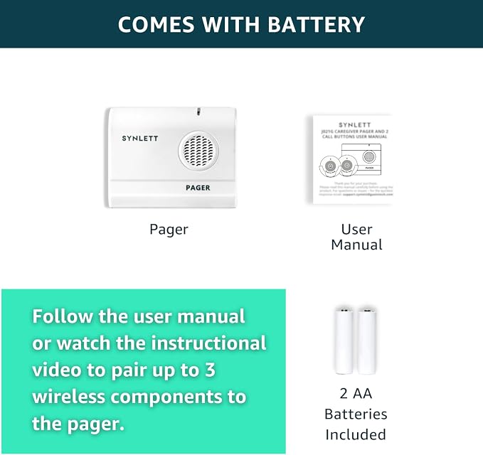Portable Pager Accessory for Simple Alert Caregiver System | Portable receiver with audible alerts for caregiver assistance, home care and elderly monitoring