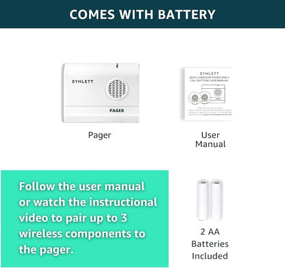 Portable Pager Accessory for Simple Alert Caregiver System | Portable receiver with audible alerts for caregiver assistance, home care and elderly monitoring