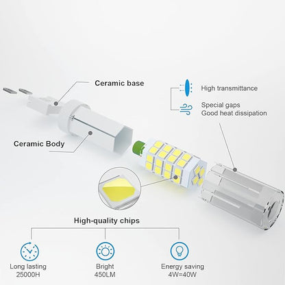 DiCUNO G9 LED Light Bulb 4W, 40W Halogen Replacement, Daylight White 6000K, 450 Lumen, G9 Bi-Pin Ceramic Base Bulb, 120V, Non-dimmable, for Chandelier Lighting, Pendant Light, 6-Pack