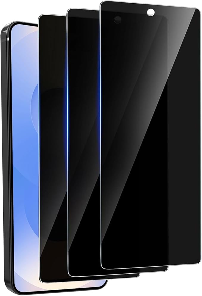 3 Pack Privacy Screen Protector for Samsung Galaxy S24 Tempered Ultra-Thin Glass with 9H, Anti Scratch, Bubble Free [Support Fingerprint Unlock] Black