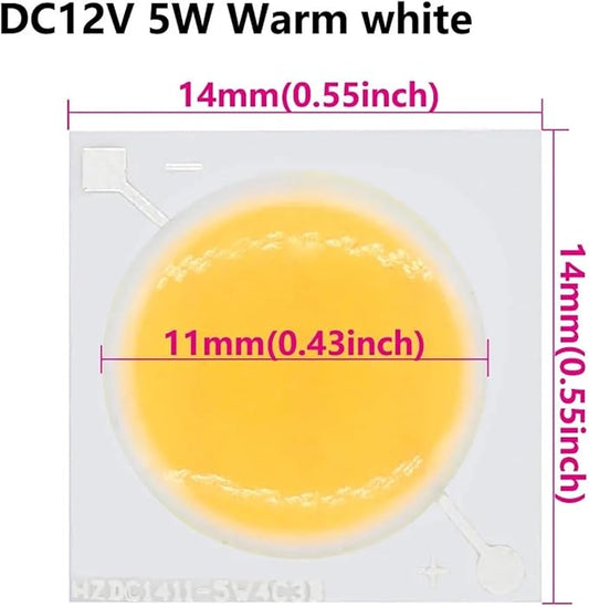 10pcs DC12V 10W 5W LED Ceramic Chip COB Beads Smart IC Lighting DIY Beads High Power for Led Spotlight LED Bulb Lamp Repair(5W Warm White)