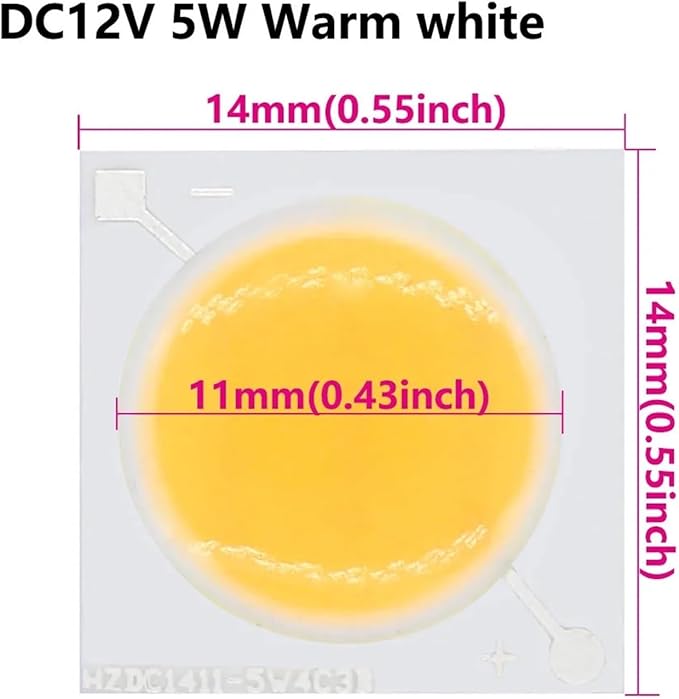 10pcs DC12V 10W 5W LED Ceramic Chip COB Beads Smart IC Lighting DIY Beads High Power for Led Spotlight LED Bulb Lamp Repair(5W Warm White)