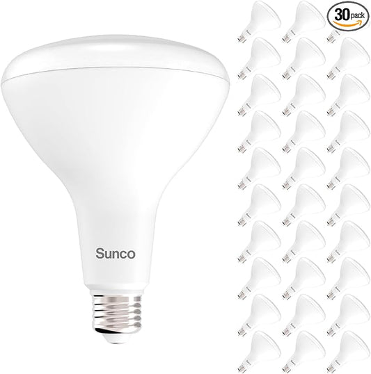 Sunco 30 Pack BR40 LED Light Bulbs, Indoor Flood Lights, Recessed Can Light Bulb, 1400 LM, 17W (100W Equivalent), 3000K Warm White, Dimmable, E26 Base, for Home, Bedroom, Kitchen UL