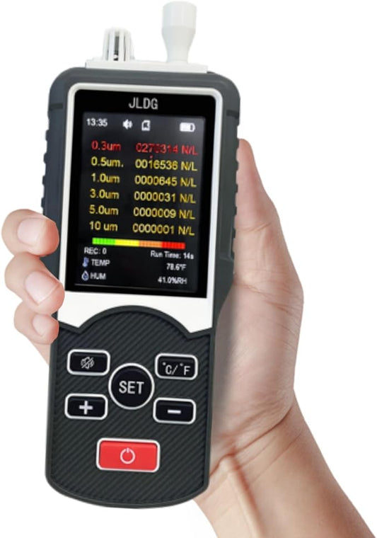 Air Quality Monitor Professional - Dust Particle Counter Real Time Data Recording, Air Pollution Detector, TVOC PM2.5 PM10 HCHO Temperature Humidity Meter