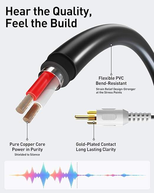 VCE 3.5mm Female to 2 RCA Splitter Male Stereo Audio Y Cable 2-Pack, Gold Plated Adapter Compatible for TV,Smartphones, MP3, Tablets, Speakers,Home Theater (39 inch)